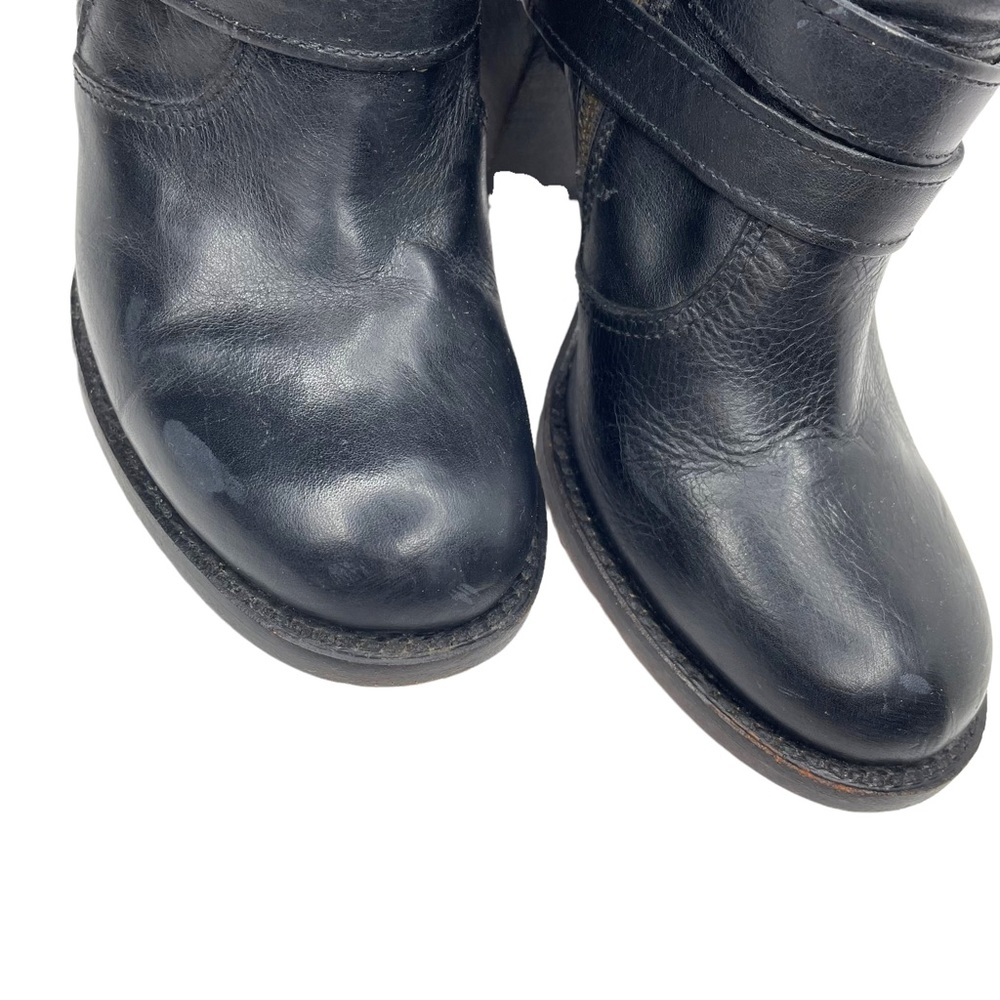Free Bird by Steven Black Leather Bama Ankle Bootie Heels Boots Buckle Zippers 8 - Picture 9 of 12